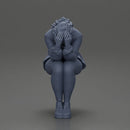 sad girl in a puff-sleeve shirt sitting and crying with her hands covering her face - Only-Games