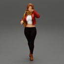 Pretty Woman in Leather Jacket and neck warmer - Only-Games
