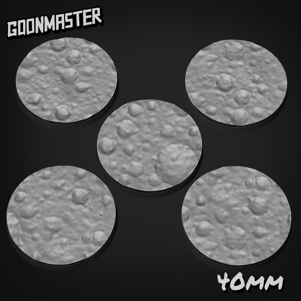 Moon Crater Floor Bases 40mm Round x 5
