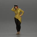 Asian girl in a neck hoodie and cap is standing and thinking - Only-Games