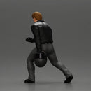 motorbike rider holding a helmet  helping a girl stand up with his hand after she fell off the bike - Only-Games