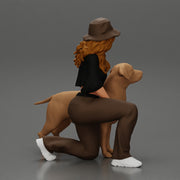 Chola Girl in hat sitting on knee hugging her dog - Only-Games