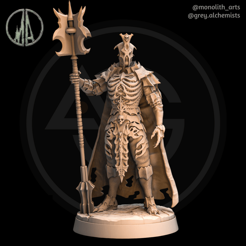 Skeleton Death Knight - Fantasy Resin Miniature in 32mm - DnD Monsters