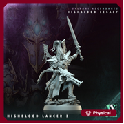 Sci-Fi Miniature Space Elf, Highblood Lancer  | 28mm,32mm, 54mm, 75mm,100mm Scales | Resin Mini | Archvillain Games - Only-Games