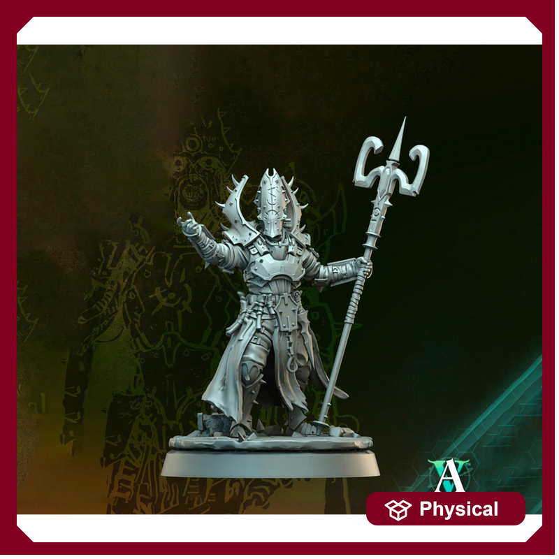 Grimdark Sci-Fi Hell Platoon Priest Miniature, OPR Proxy, 3D Printed Tabletop Wargaming Mini - Only-Games