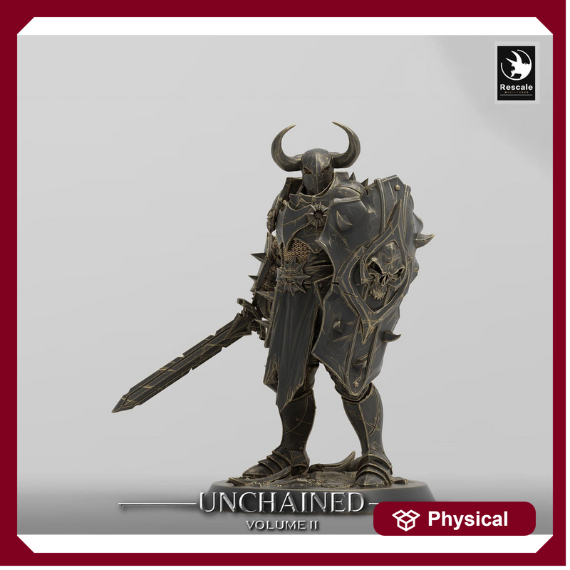 Oathbreaker Paladin, Fighter,Soldier Sword and Shield, DnD Unpainted Miniature| 28mm, 32mm,54mm,75mm,100mm Scales | Dungeons & Dragons - Only-Games