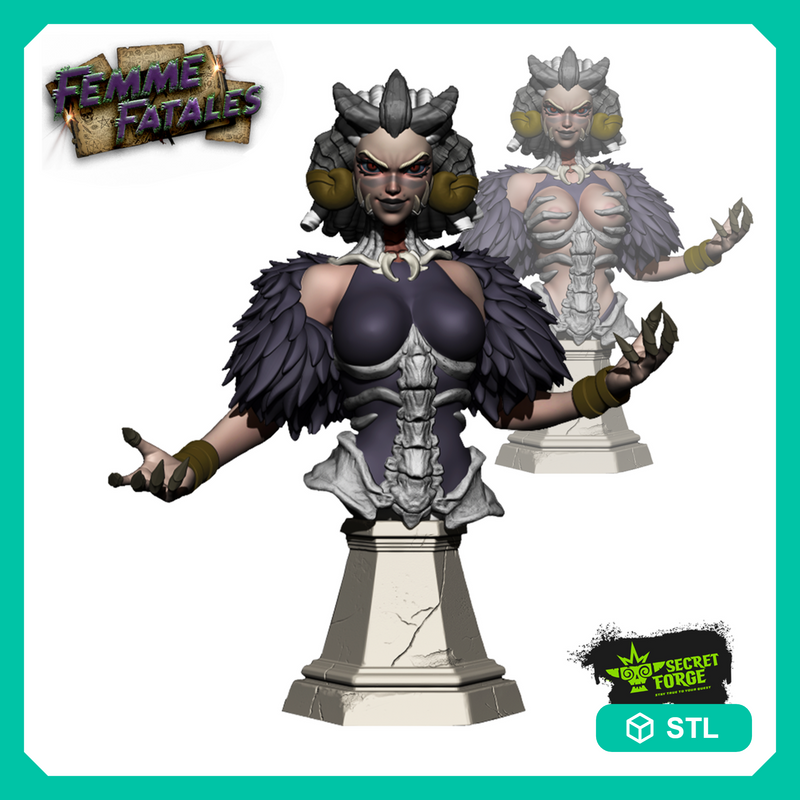 [Nox Bust]: Gothic Pinup Necromancer, Undead Sorceress, Dark Fantasy Warlock Female Witch Villain