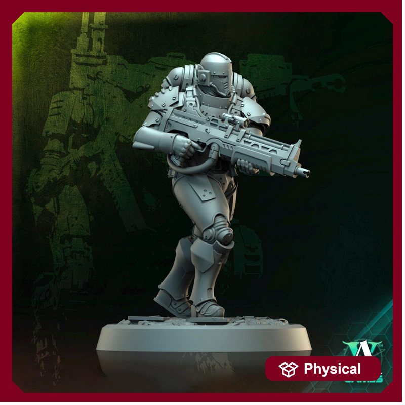 Sci-Fi Miniature Space Soldier Argo Commando |  28mm,32mm Scales & 54mm,75mm,100mm TALL | Resin Mini | Shocktrooper TPG | Archvillain Games - Only-Games