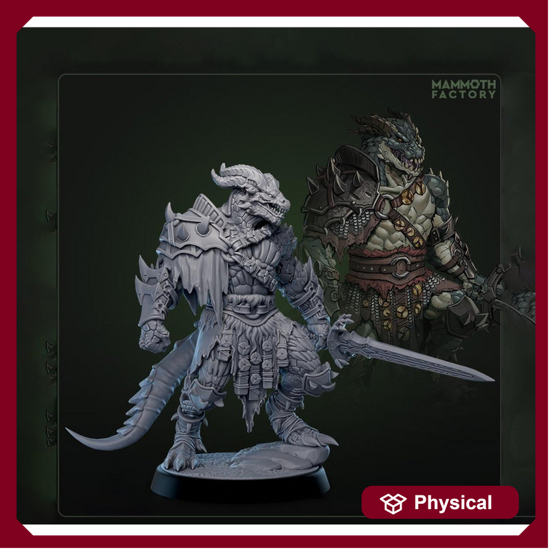 Dragonborn Ranger, Fighter, Paladin Sword  | 28mm, 32mm,54mm, 75mm, 100mm Scale Resin Miniature | Dungeons and Dragons D&D 5e  | Pathfinder - Only-Games