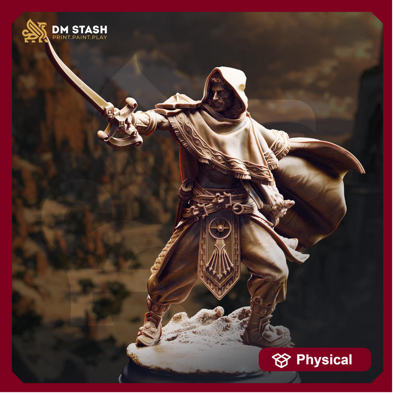 Desert Elf Rogue Battle Master Fighter Mini, Scimitar Duelist, 3D Printed Tabletop RPG Miniature - Only-Games