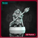 (0319) Female dwarf paladin cleric with complete armor mace or halberd