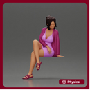 Elegant Woman in Pink Dress Relaxing with Graceful Pose