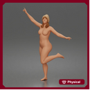 Naked Woman Dancing in Hat With Raised Arms Pose