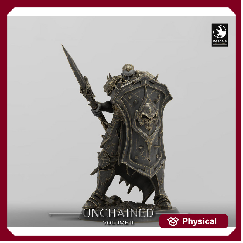 Oathbreaker Paladin, Fighter,Soldier Spear and Shield, DnD Unpainted Miniature| 28mm, 32mm,54mm,75mm,100mm Scales | Dungeons & Dragons - Only-Games