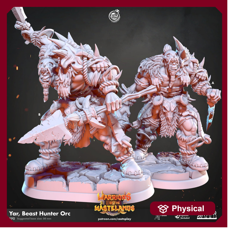 Orc Warriors, Orc barbarian | 28mm | 32mm | 75mm tall |  Megaboss | Dungeons and Dragons Pathfinder |Cast N Play - Only-Games