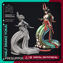 Half Snake Yokai - Elemental Creatures -  PRESUPPORTED - Illustrated and Stats - 32mm scale