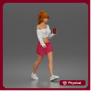 Trendy Girl Walking Confidently with Drink in Stylish Casual Outfit