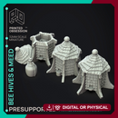 Bee Hives & Mead Jug - Enviromental scenery -  PRESUPPORTED - Illustrated and Stats - 32mm scale