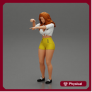 Travel woman in short pointing her next destination using world map