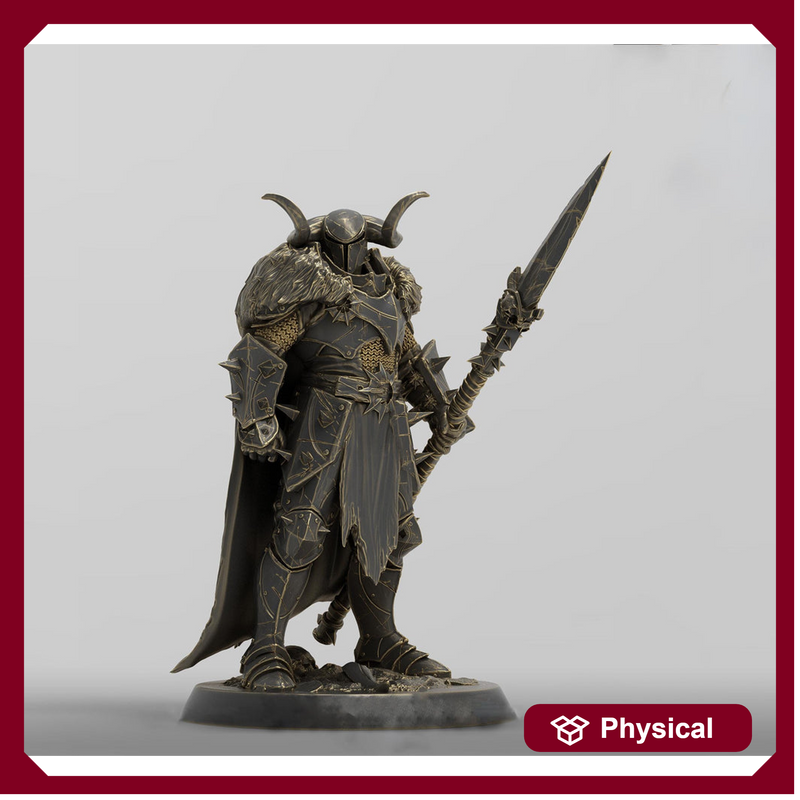 Oathbreaker Paladin, Fighter,Soldier Polemaster Spear, DnD Unpainted Miniature| 28mm, 32mm,54mm,75mm,100mm Scales | Dungeons & Dragons - Only-Games
