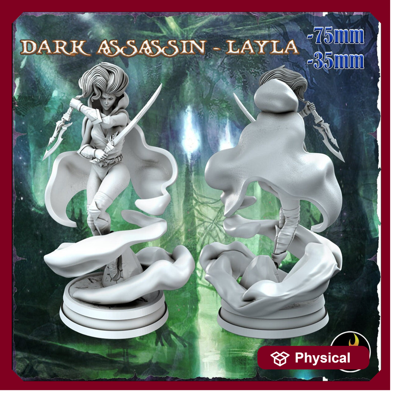 Female Elf Assassin Sexy Pinup  | 28mm, 32mm, 54mm,75mm Scale | Dungeons and Dragons 5e Miniatures | DnD Mini | - Only-Games