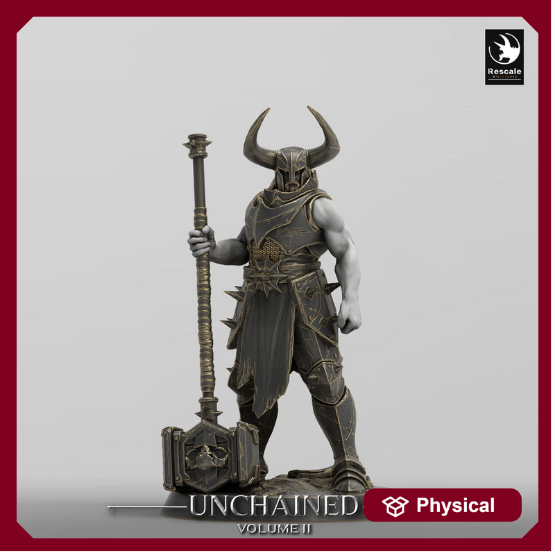 Fighter, Ranger, Barbarian Soldier Big Hammer, DnD Unpainted Miniature| 28mm, 32mm,54mm,75mm,100mm Scales | Dungeons & Dragons - Only-Games