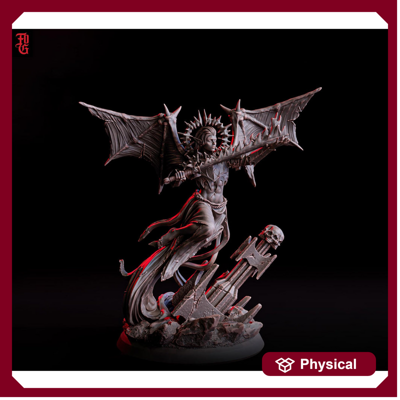 Dark Celestial Winged Warrior | Unpainted Miniature| 5 Sizes/Scales | Tabletop RPG Mini - Only-Games
