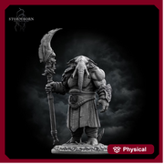 Elephantfolk Warrior Miniature | Polearm Fighter Tribal Guardian | UNPAINTED Resin DnD Pathfinder - Only-Games