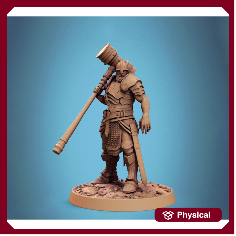 Paladin, Fighter,Soldier Big Hammer, DnD 5e Unpainted Miniature| 28mm, 32mm,54mm,75mm,100mm Scales | Dungeons & Dragons | Pathfinder - Only-Games