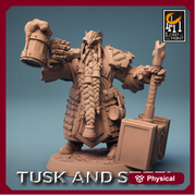Dwarf Fighter Paladin Beer & Hammer Unpainted Model | 28mm, 32mm,54mm,75mm,100mm Scales | Dungeons and Dragons Pathfinder Lord of The Print - Only-Games
