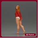 sexy girl in bikini and shirt walking and posing