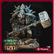Gnoll Barbarian Brute w/Hammer | Resin Miniature | Dungeons and Dragons |28mm,32mm, 54mm,75mm Scales |Pathfinder hyena | D&D 5e| Archvillain - Only-Games