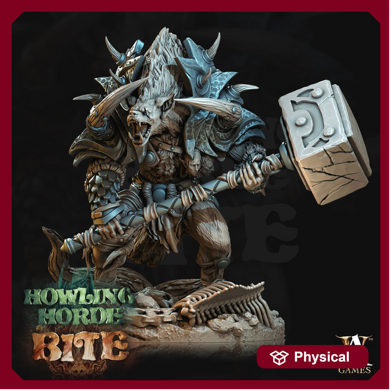 Gnoll Barbarian Brute w/Hammer | Resin Miniature | Dungeons and Dragons |28mm,32mm, 54mm,75mm Scales |Pathfinder hyena | D&D 5e| Archvillain - Only-Games