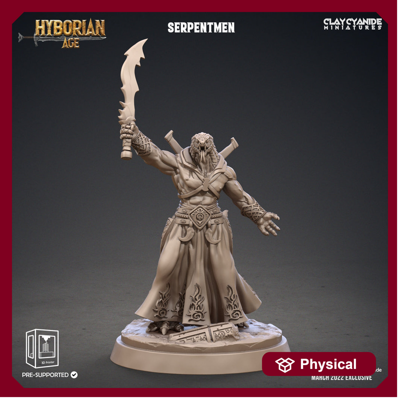 Yuan-Ti Abomination Pureblood, Serpentfolk, Serpent-men | 28mm, 32mm,75mm Scales | Resin Miniature | Dungeons and Dragons  | Pathfinder | - Only-Games