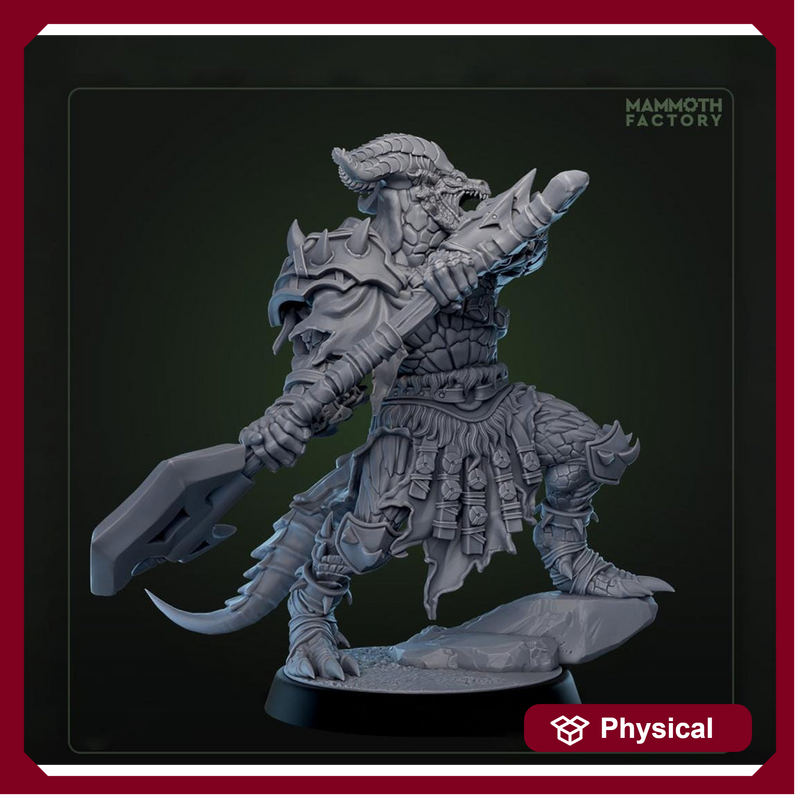 Dragonborn Barbarian, Ranger, Fighter Axe  | 28mm, 32mm,54mm, 75mm, 100mm Scale Resin Miniature | Dungeons and Dragons D&D 5e  | Pathfinder - Only-Games