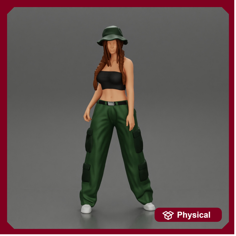 gangster homies lowrider girl posing in hat with pigtail hairstyle