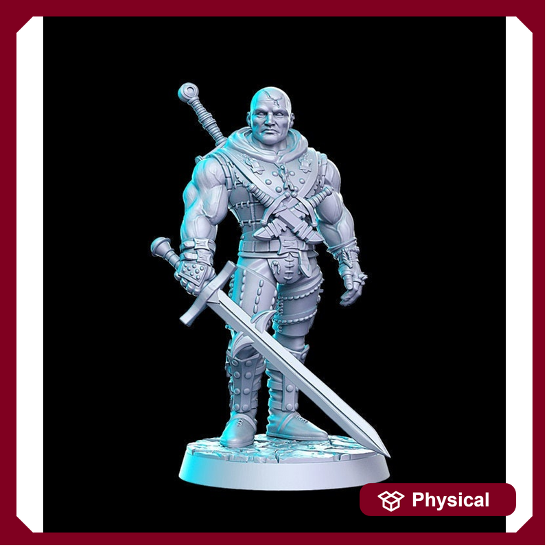 Human Fighter Eldritch Knight Witcher mini | Monster Slayer Ranger | 28mm,32mm,75mm Scale | Unpainted resin Figurine mini - D&D 5e - Only-Games