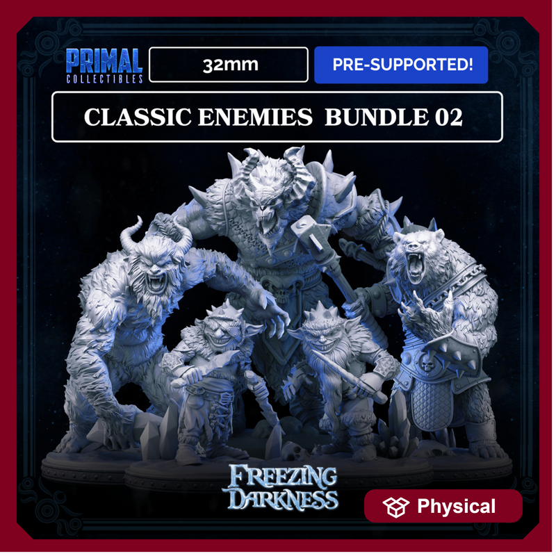 5 miniatures - 32mm - Classic RPG game enemies bundle - FREEZING DARKNESS - MASTERS OF DUNGEONS QUEST