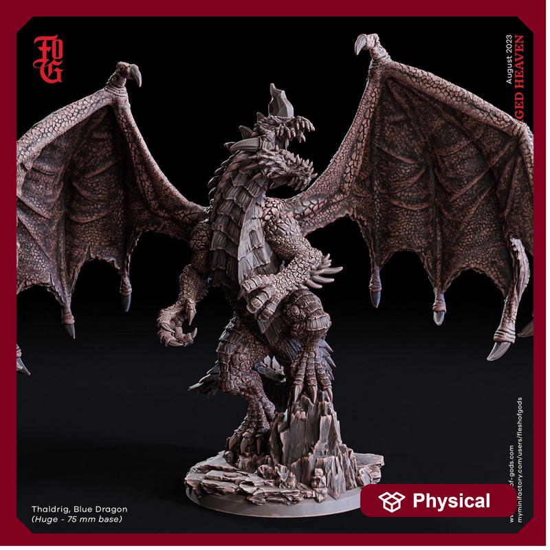Gargantuan Blue Dragon | Resin Miniature | Sizes: Young Adult, Adult, Ancient, Great Wyrm | Dungeons and Dragons D&D 5e | Flesh of Gods - Only-Games
