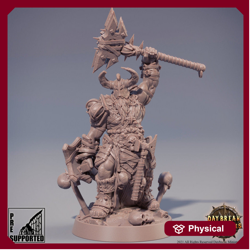 Evil Fighter Mace and Shield | Blood Warriors | 28mm, 32mm, 75mm | Miniature | Dungeons and Dragons | Pathfinder | DnD - Only-Games