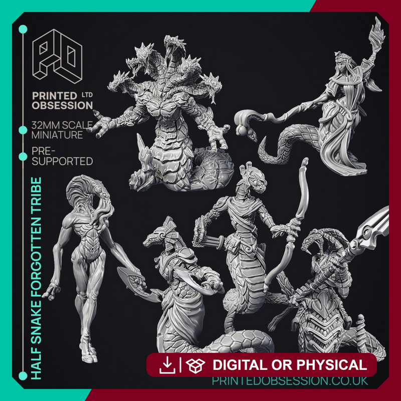 Half Snake Forgotten Tribe Pack - 6 Models - PRESUPPORTED - 32mm scale
