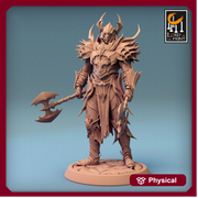 OathBreaker Paladin Fighter, 2 Weapons Axes, Unpainted Miniature | 28mm, 32mm,54mm,75mm, 100mm Scales | Dungeons and Dragons | Pathfinder | - Only-Games