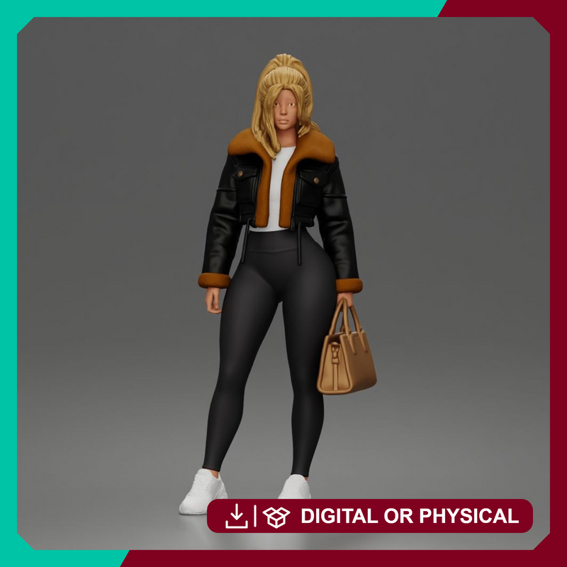 Trendy City Girl Carrying Handbag While Rocking Casual Winter Look