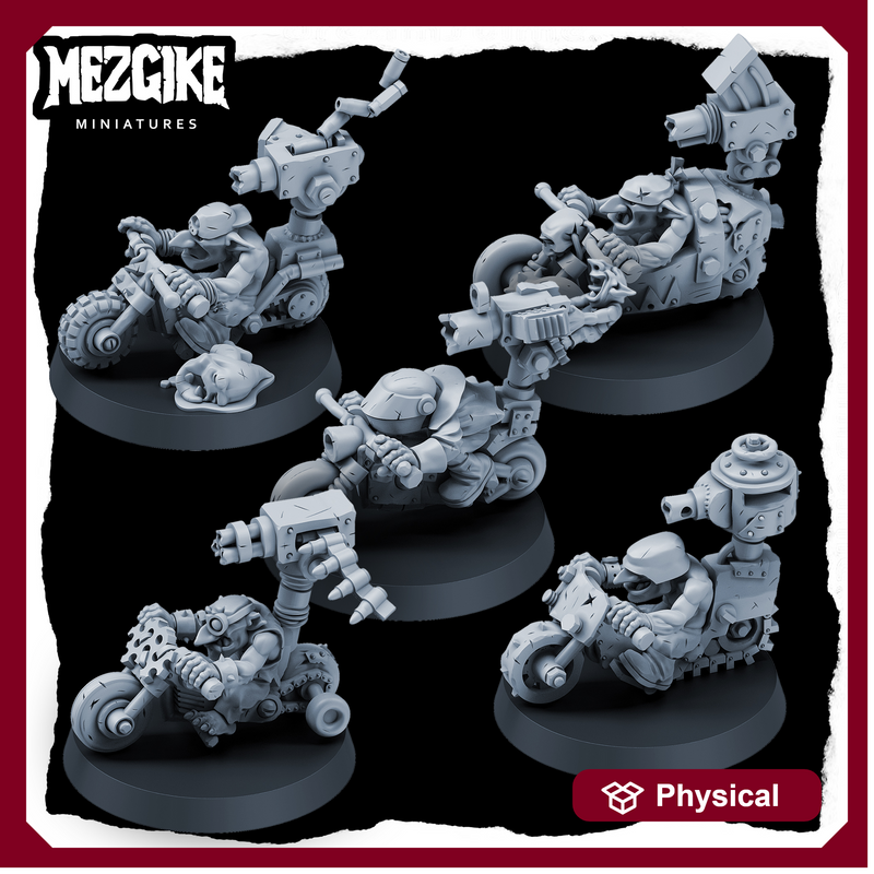 Runt biker gang (5 physical multipart miniatures)