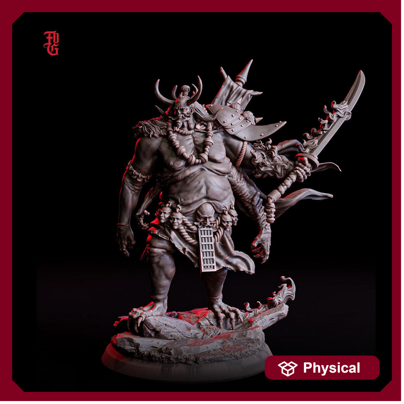 Oni Demon Fiend ( 5 sizes ) | 28mm,32mm,54mm,75mm,100mm Scale  - Boss Monster Mini - Minis - D&D 5e - Pathfinder Figurine | Flesh of Gods - Only-Games