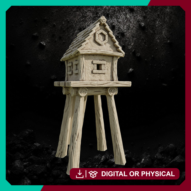 Wood Watchtower 2 - Fantasy Fortification STL, DnD & Wargaming Scenery