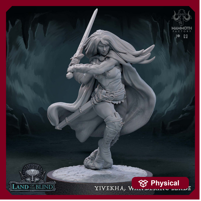 Female Human Fighter SwordMaster Ranger | 28mm, 32mm, 54mm, 75mm Scale Resin Miniature |Dungeons and Dragons | Yivekha | Mammoth Factory - Only-Games