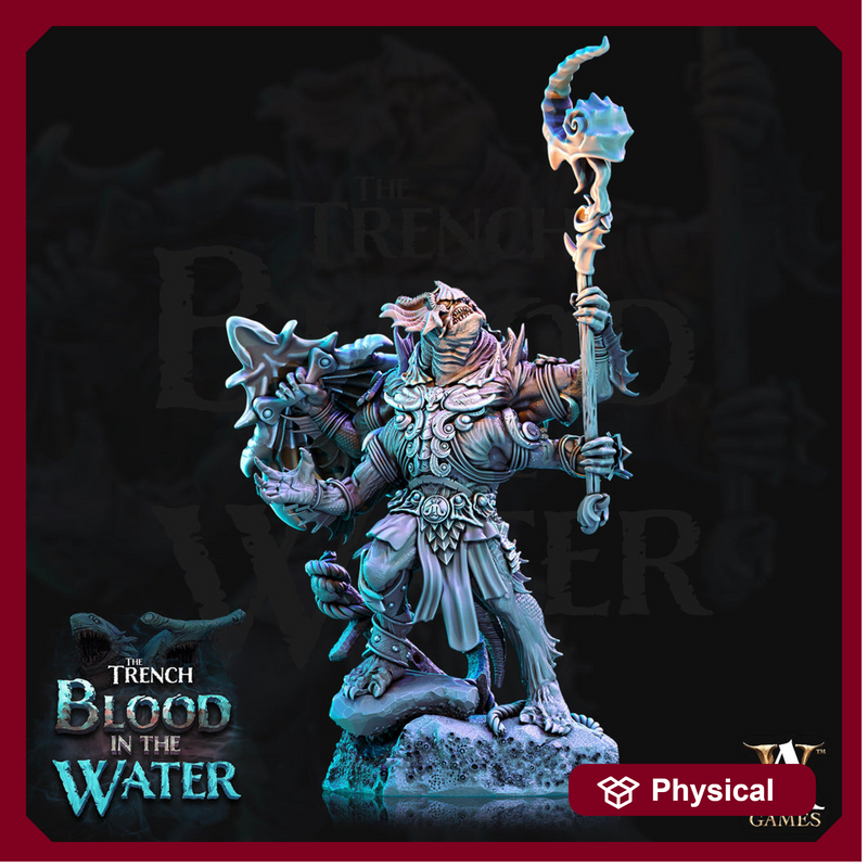 Sahuagin Priest Mutant | Resin Miniature | Dungeons and Dragons | 28mm,32mm,75mm Scales | Pathfinder Sea Devil humanoid | D&D 5e | - Only-Games