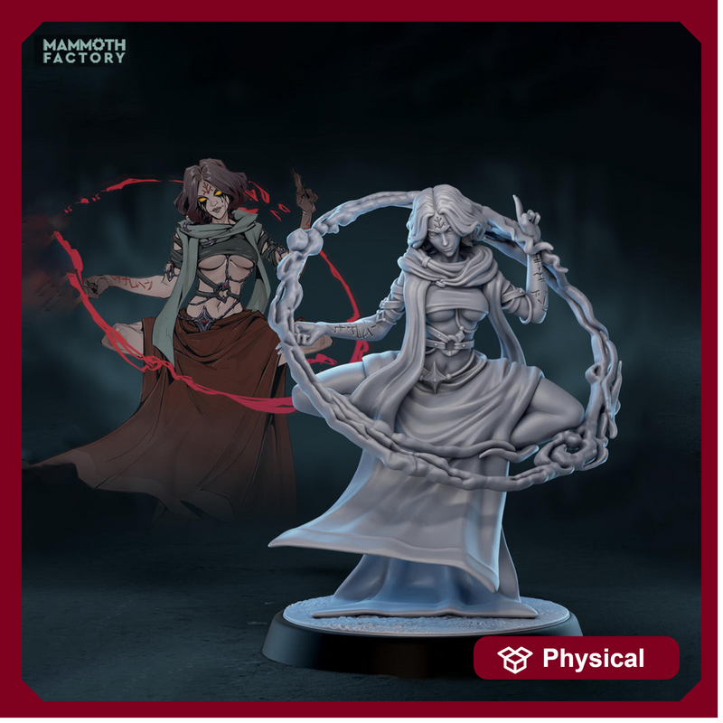 Dark Sorceress Miniature Blood Magic Caster | Warlock PC NPC | DnD UNPAINTED Resin - Only-Games