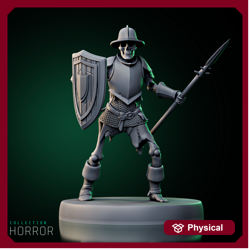 Skeleton Army Spearman w/ Shield - Only-Games